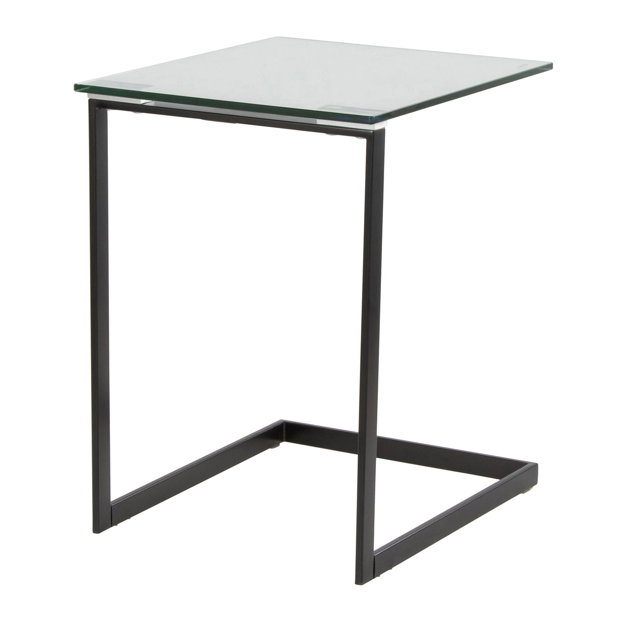 Contemporary End Table with Tempered Glass Shelf - Pearl Silver or Black
