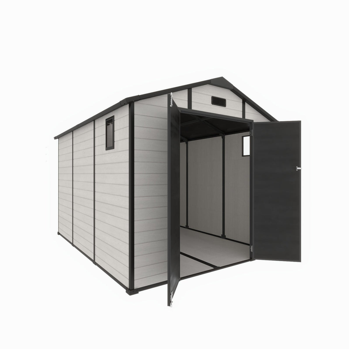 8x10 FT Plastic Outdoor Storage Shed with Lockable Design - Grey
