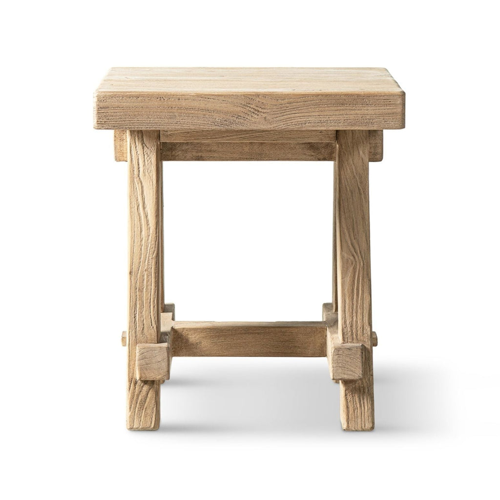 Trestle Coffee Table with Solid Reclaimed Elm Construction - Dark or Light Brown
