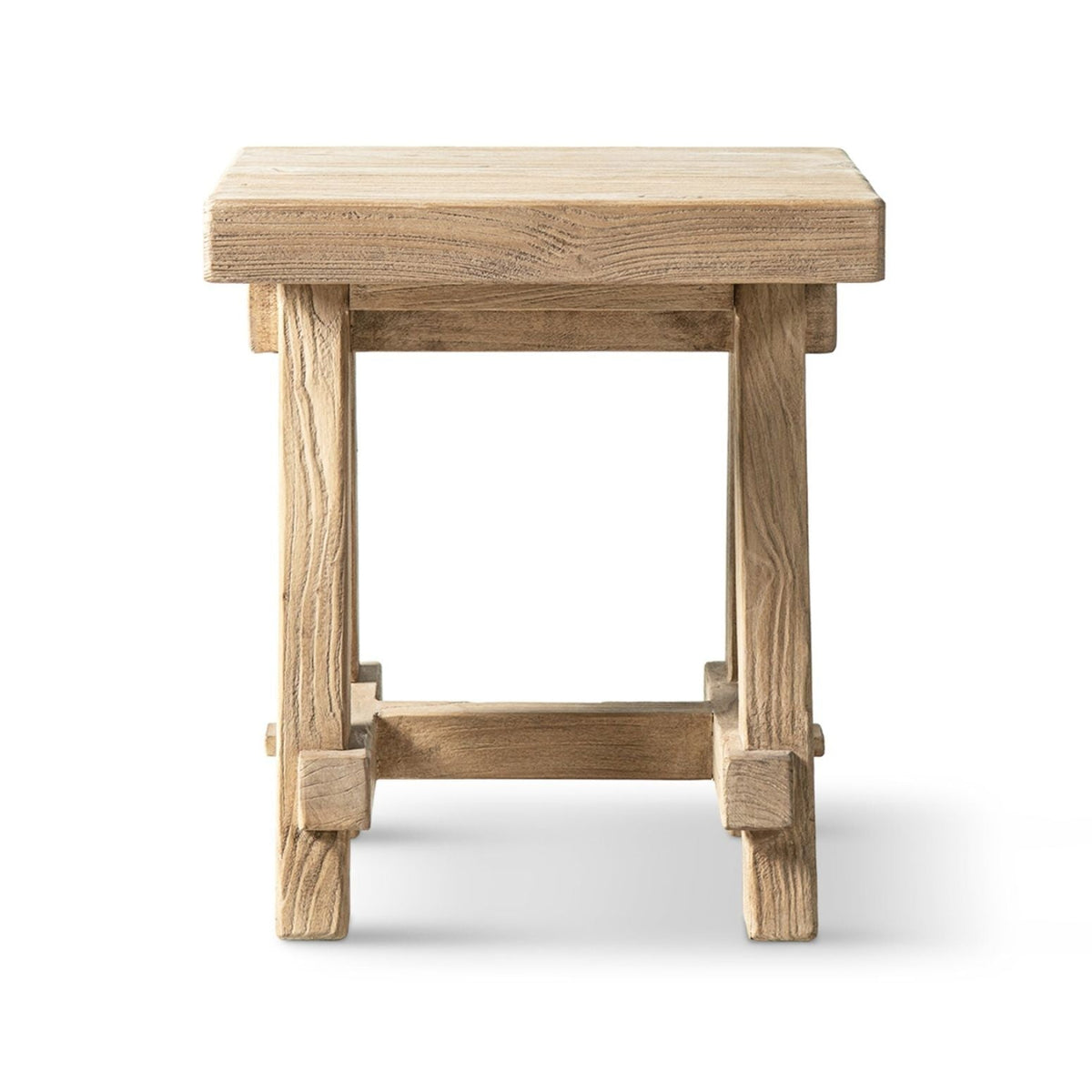 Trestle Coffee Table with Solid Reclaimed Elm Construction - Dark or Light Brown