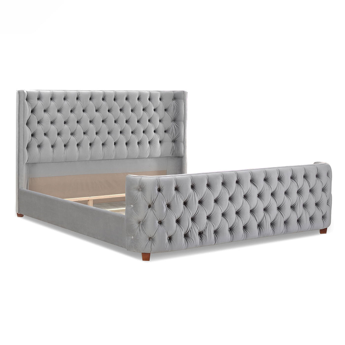Tufted Panel Bed with Wingback Headboard and Footboard - Multiple Colors