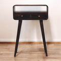 Solid Wood Mini California Console Table with Storage Drawers - Walnut