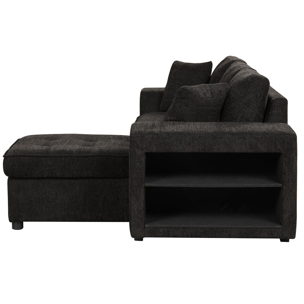 Reversible L-Shape Sleeper Sectional Sofa with Storage Chaise and 2 Stools - Multiple Colors