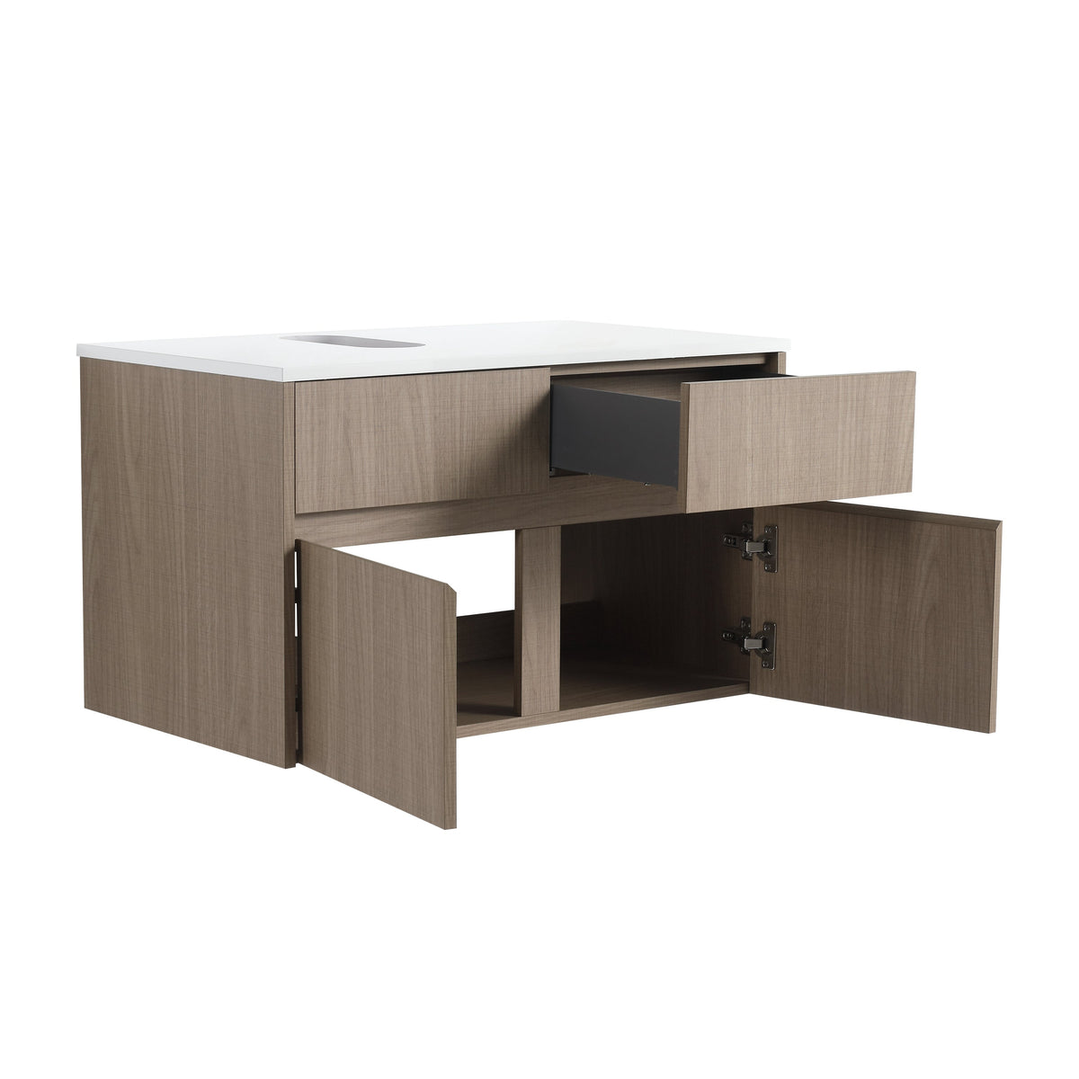 32-Inch Wall-Mounted Bathroom Vanity with Soft Close Doors - Walnut