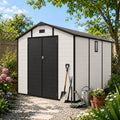 8x10 FT Plastic Outdoor Storage Shed with Lockable Design - Grey