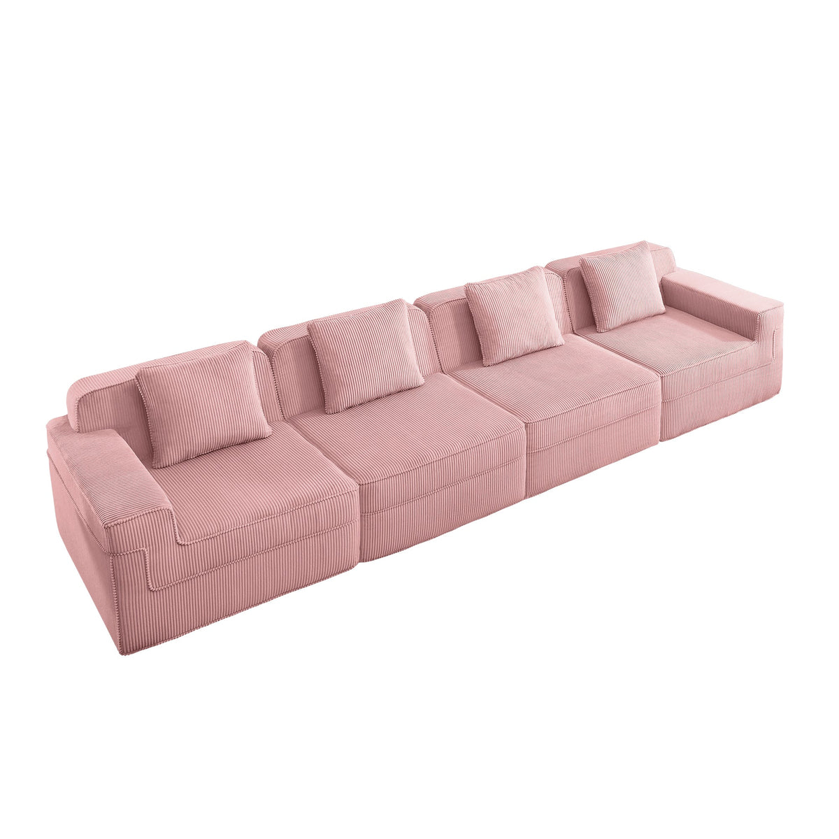 Modular 4 Seat Boneless Sofa with Cloud-Like Comfort - Corduroy