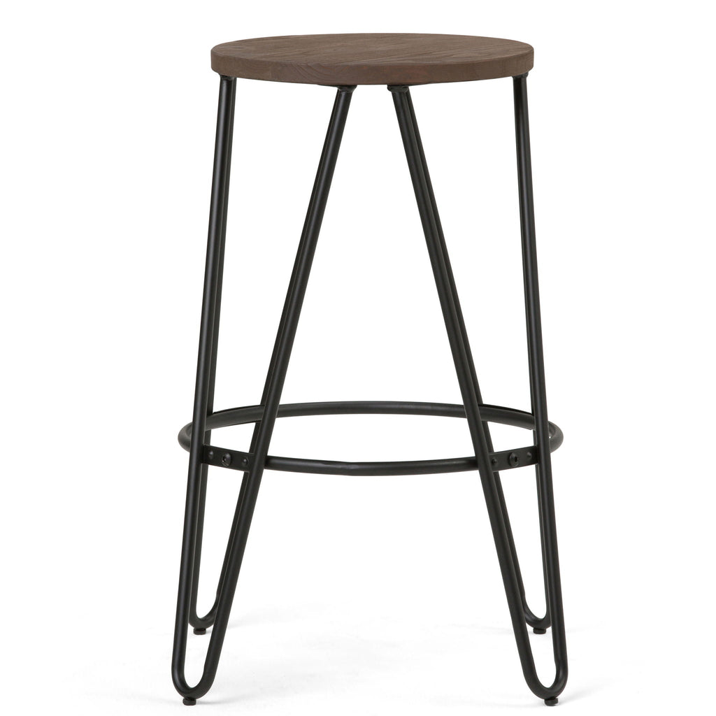 Multifunctional Metal Counter Height Stool with Solid Wood Seat - Dark Brown or Beige