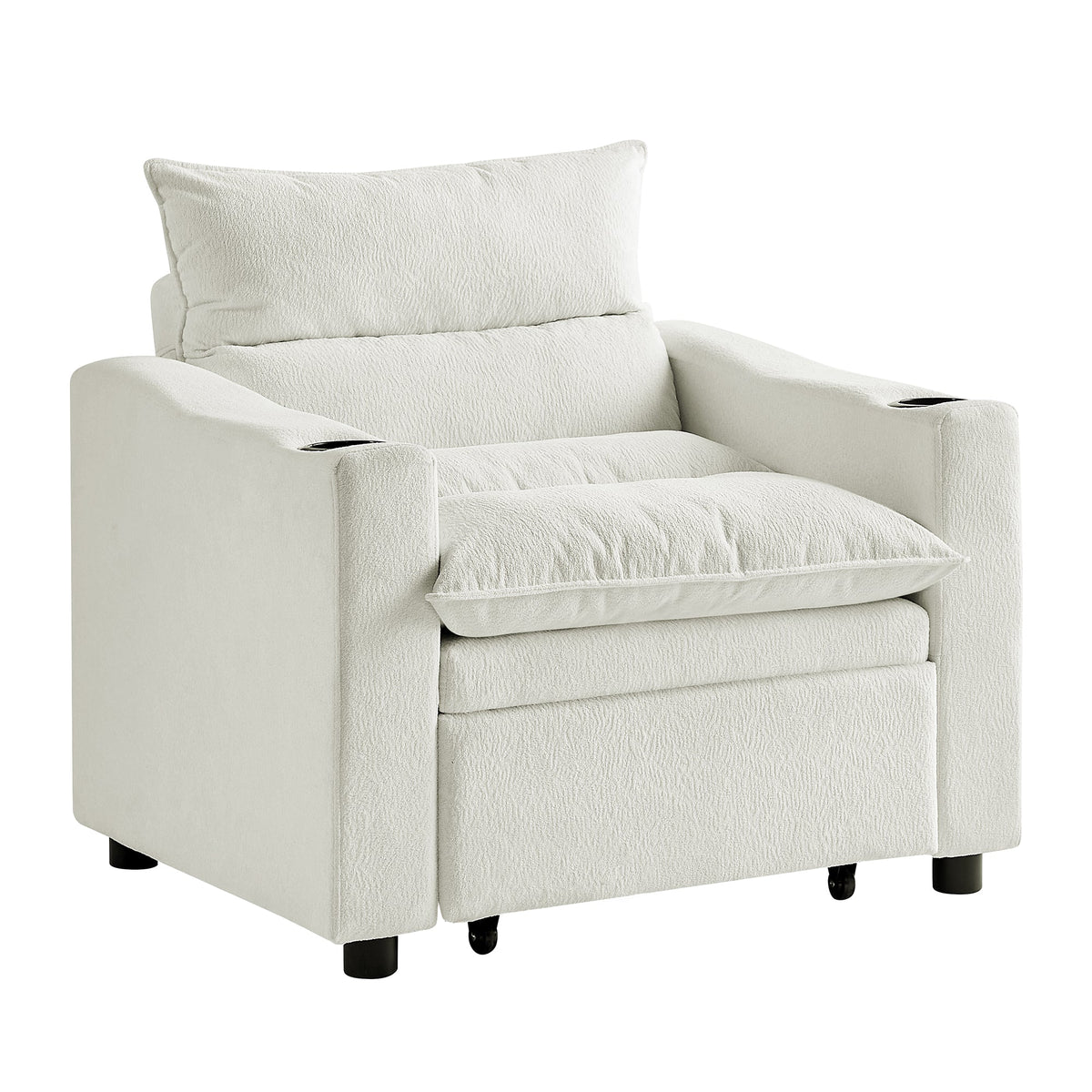 Convertible Sleeper Sofa Chair Bed with 3-in-1 Design - Lychee Velvet