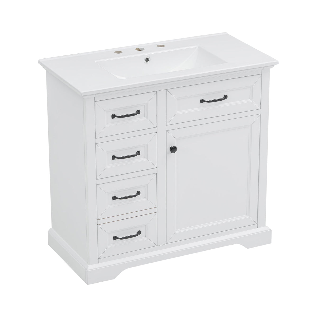 36-Inch Bathroom Vanity with Ceramic Sink Top - White