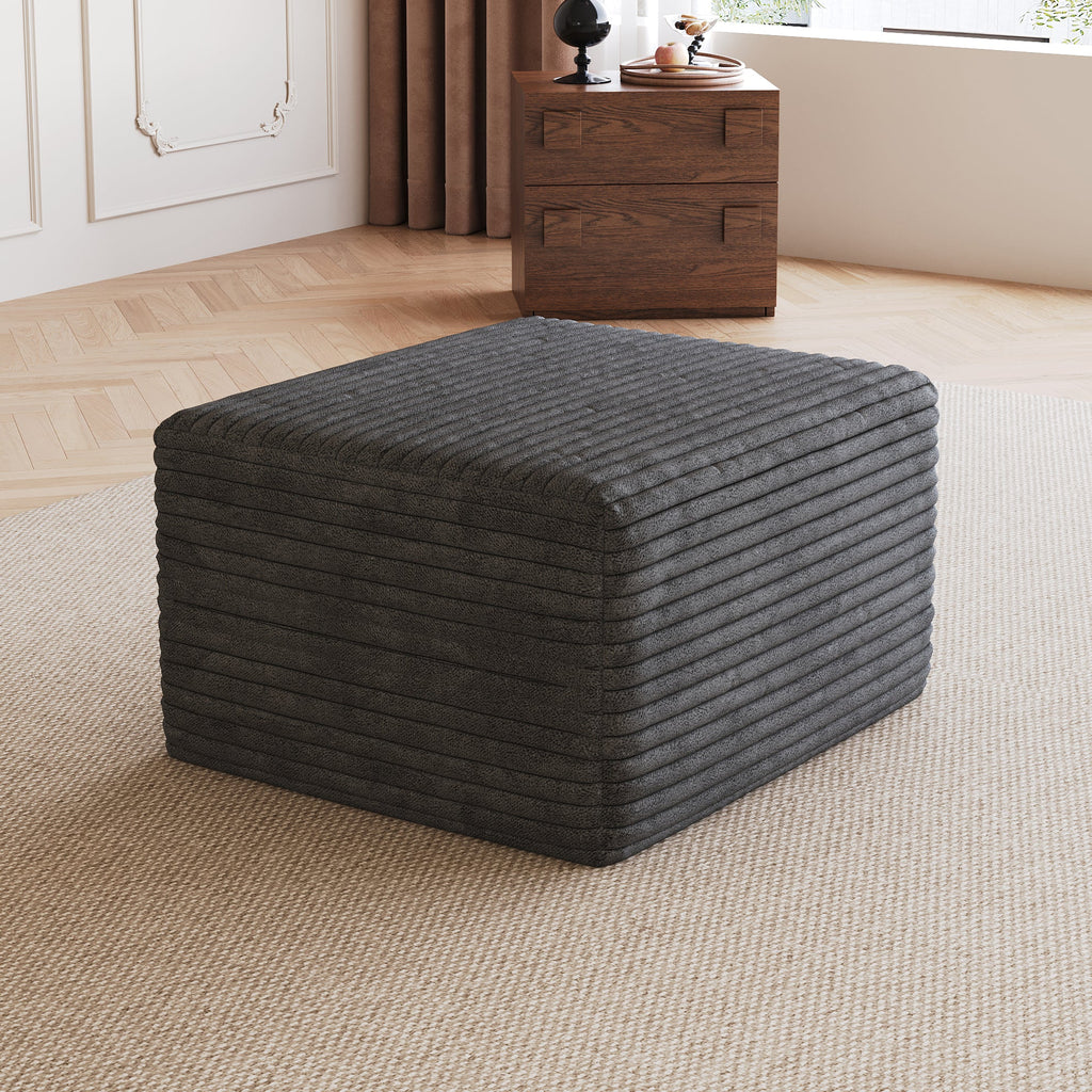 Sofa Ottoman with Plush Corduroy Fabric - Dark Grey