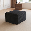 Black Corduroy Sofa Ottoman with Plush Finish - Black