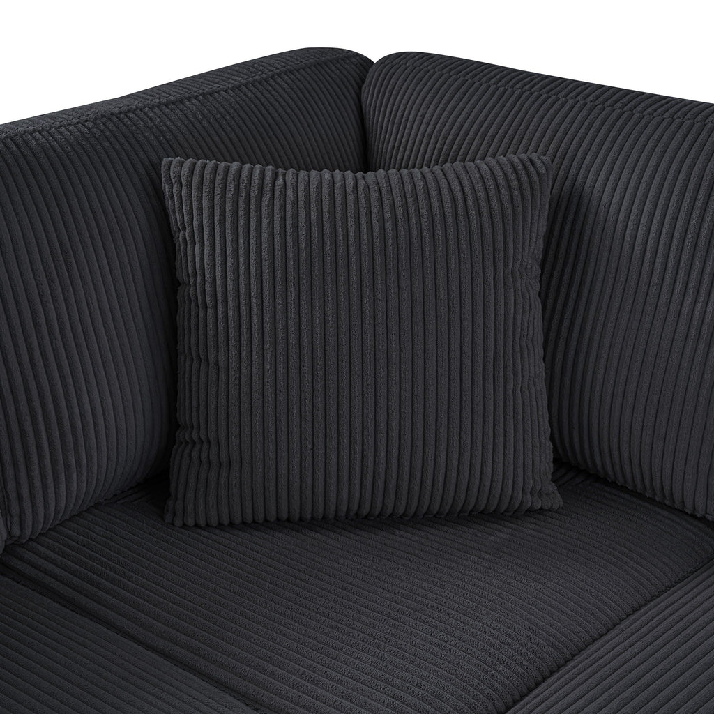 Oversized Sectional U-Shaped Sofa With Chaise Lounge And Three Soft Throw Pillows