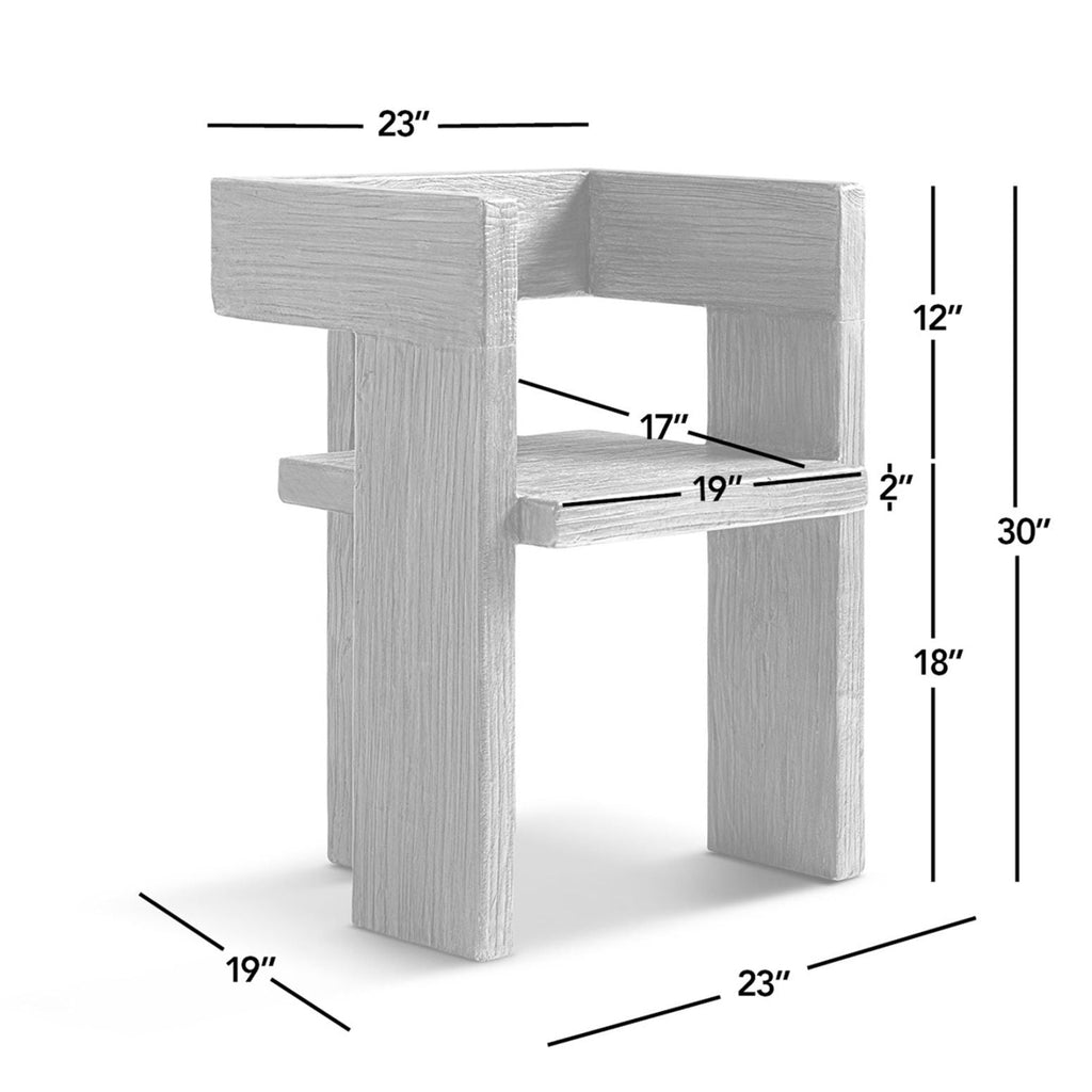 Sculptural Block Accent Chair with Reclaimed Elm Construction - Brown