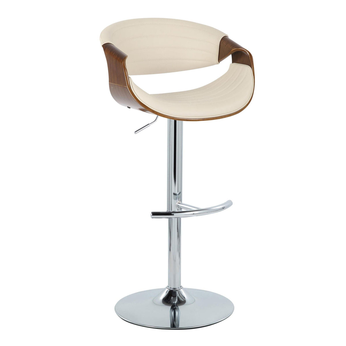 Mid Century Modern Adjustable Barstool Set of 2 with Swivel Footrest - Pearl Silver, Beige, Black