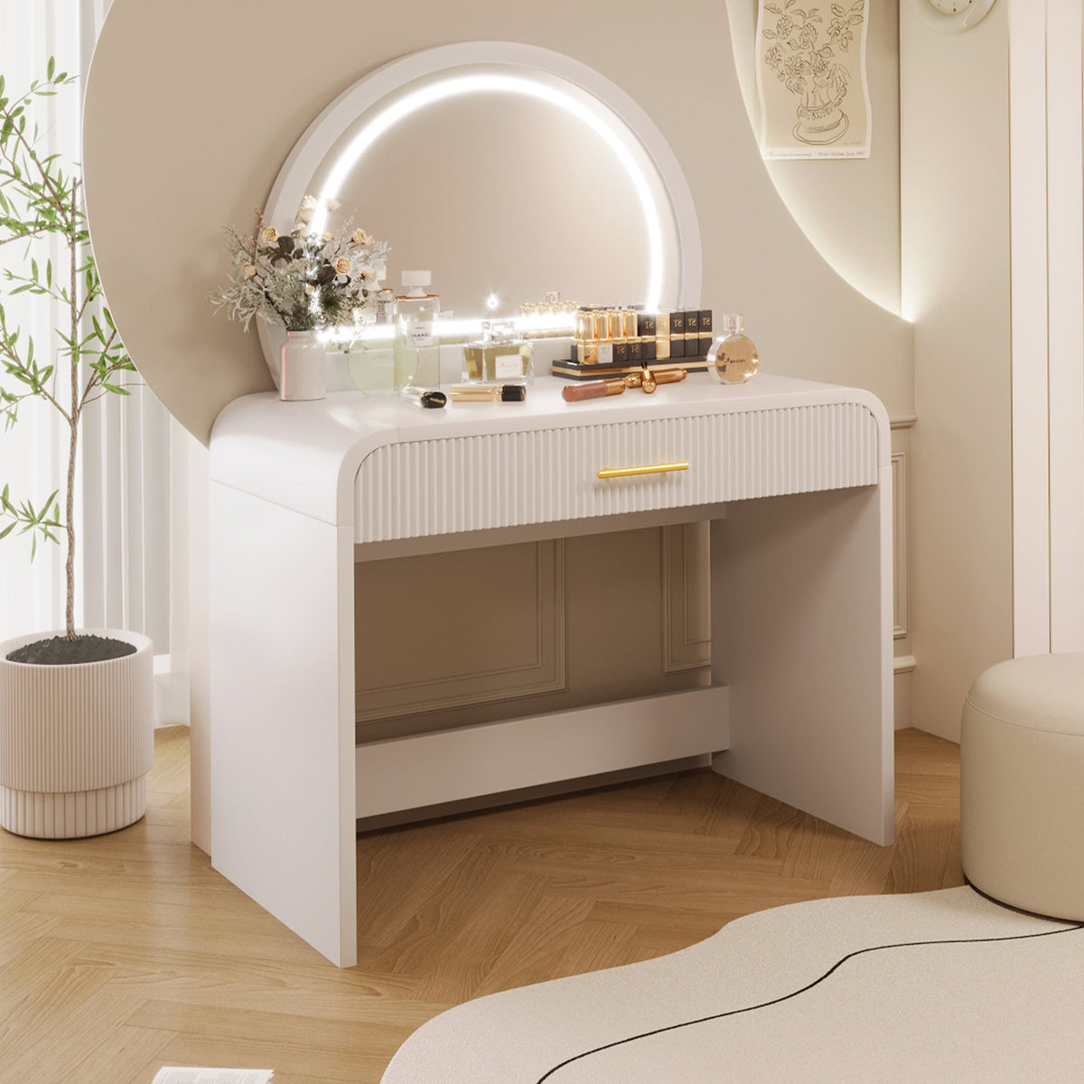 39" Makeup Vanity Table with Mirror Touch Screen Lighted Mirror