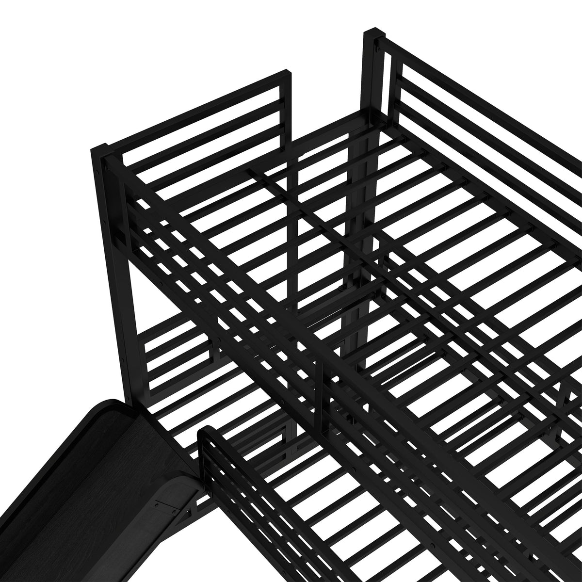 Twin Over Twin Over Full Bunk Bed with Slide - Metal Frame
