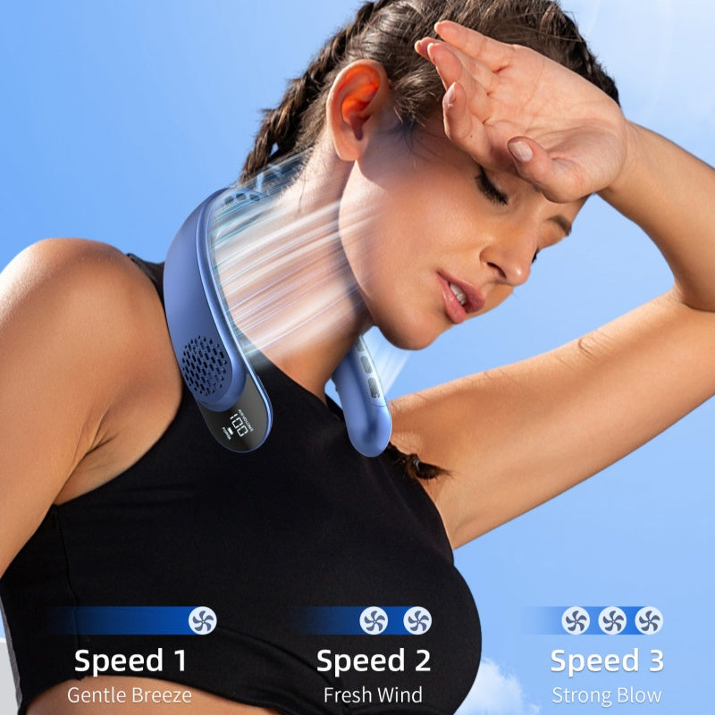Fashionable New Quad-Core USB Neck-Hanging Fan