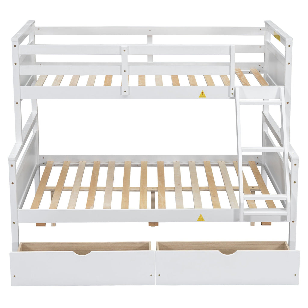 Twin Over Full Bunk Bed with Ladder and Storage Options - White or Dark Gray