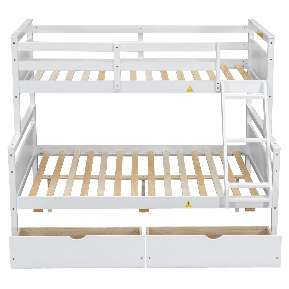 Twin Over Full Bunk Bed with Ladder and Storage Options - White or Dark Gray