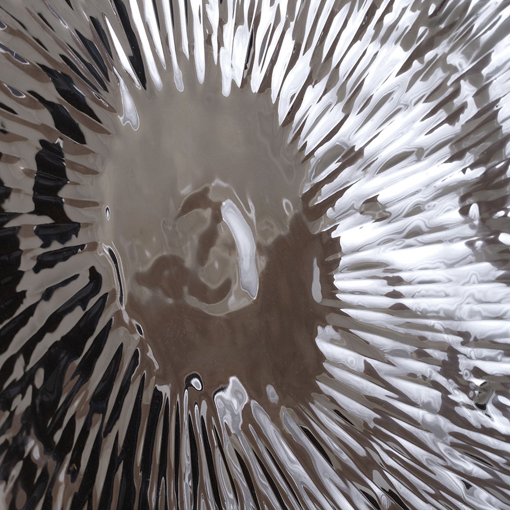 Textured Oversized Disc Wall Decor with Concealed Mounting - Silver