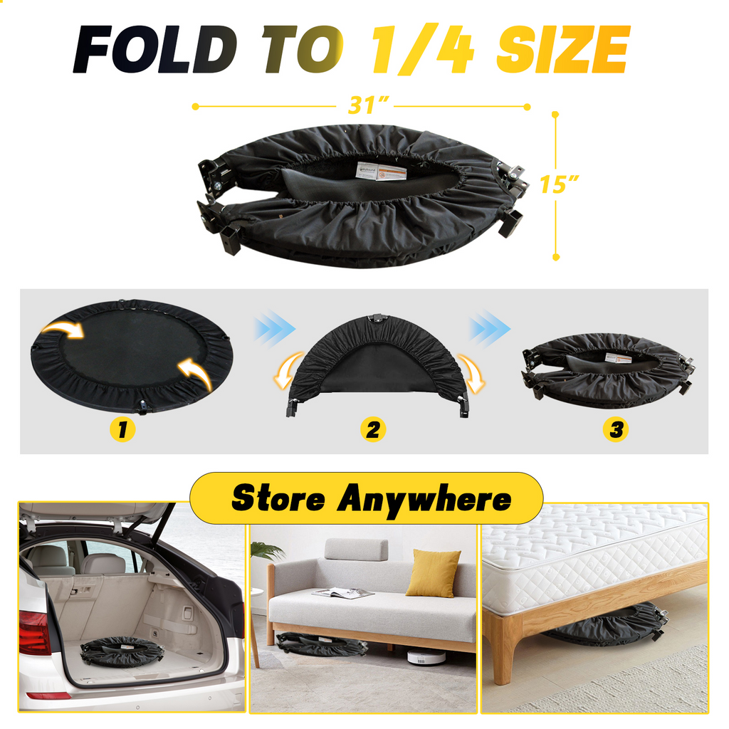 40 Inch Foldable Trampoline with Adjustable Handle - Standard Spring