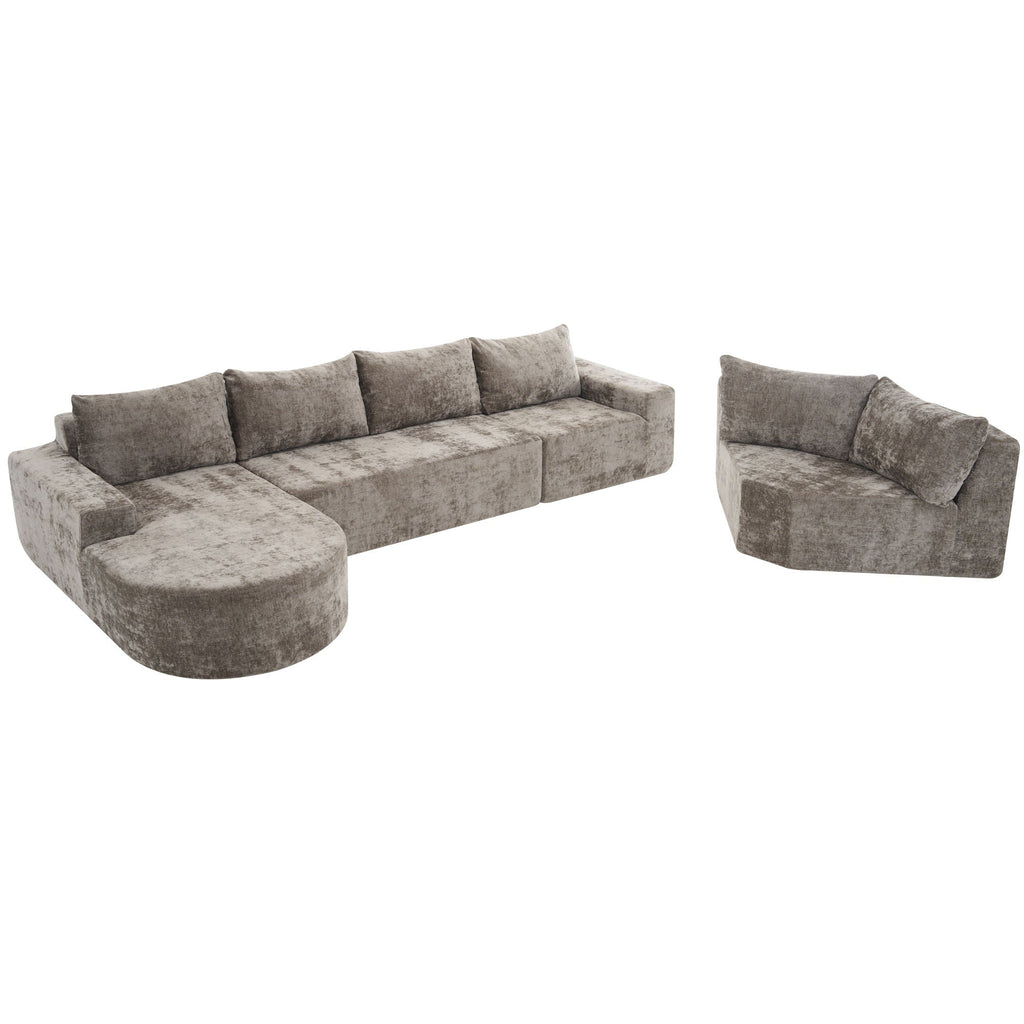 Modular Cloud Sectional Sofa Set with Deep Seating - Choose Beige, Dark Gray, or Dark Brown