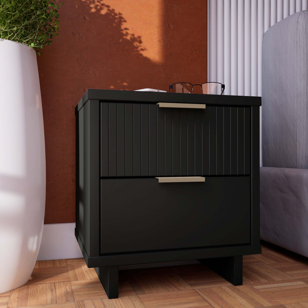 Granville Nightstand with 2 Drawers - Solid Wood Construction