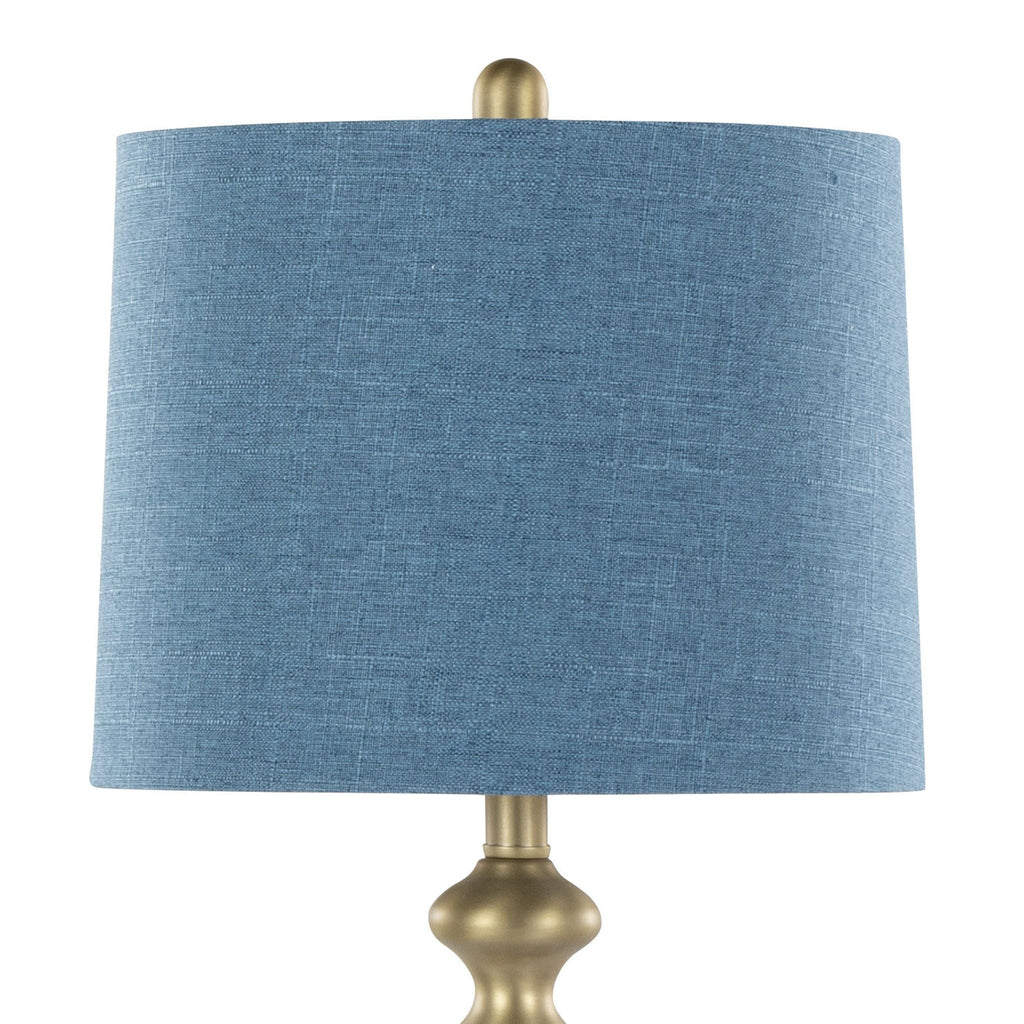 Contemporary Blue Table Lamp Set with Double-Layered Shade - Set of 2