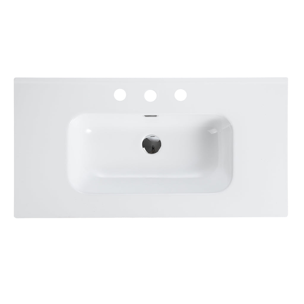 Abay Home Glossy White Ceramic Integrated Bathroom Vanity Sink