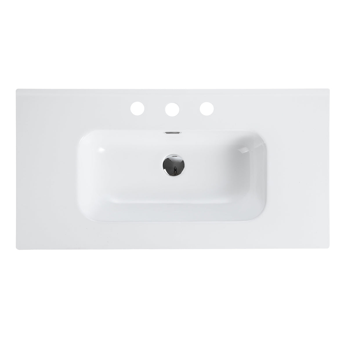 Abay Home Glossy White Ceramic Integrated Bathroom Vanity Sink