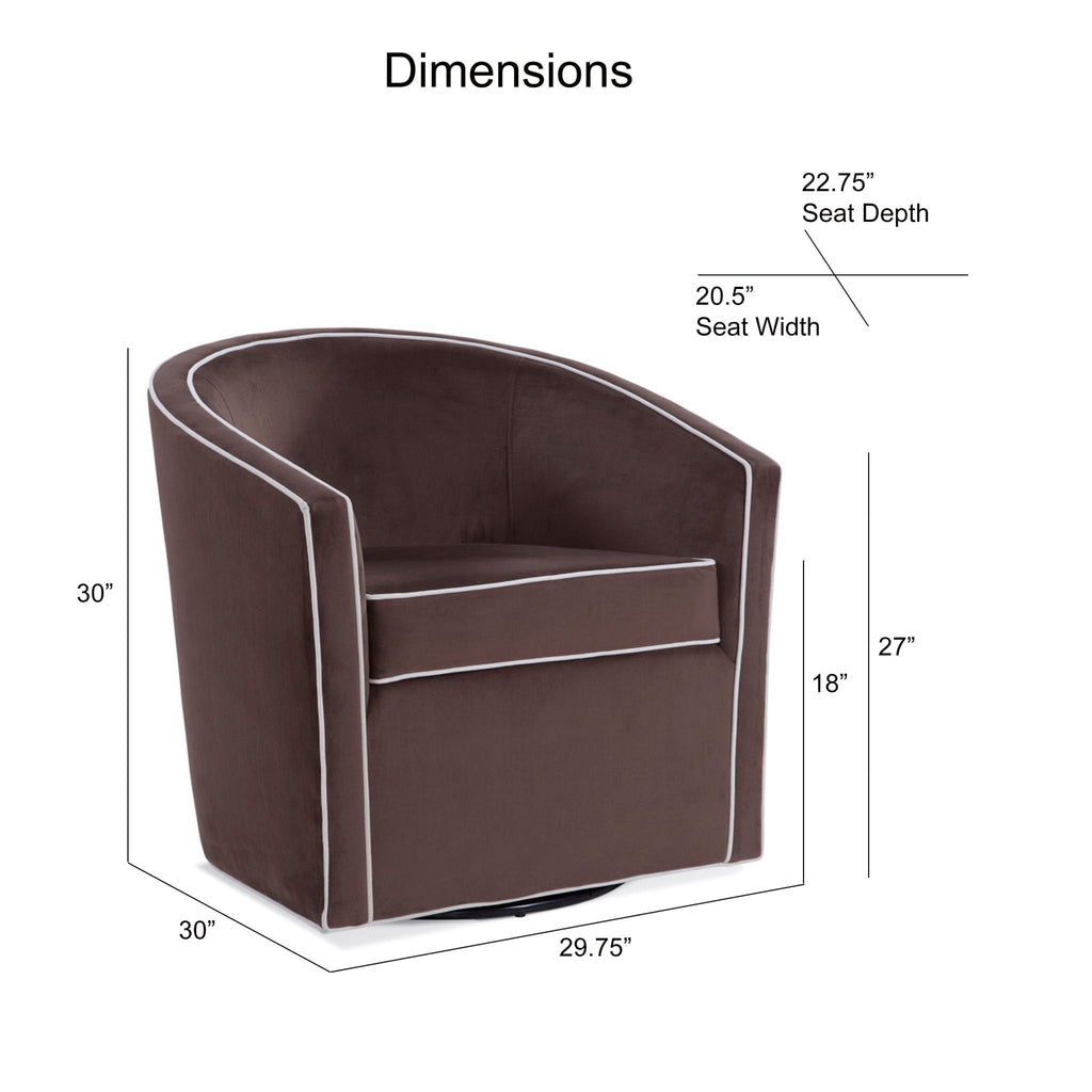 Barrel Back Swivel Chair with 360° Swivel Functionality - Blue, Dark Brown, Beige