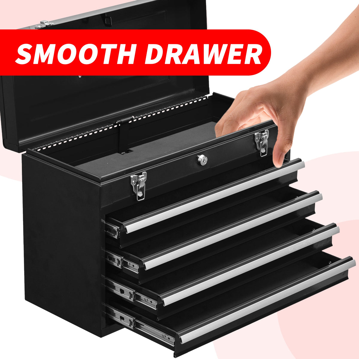 Metal Tool Box with 4 Drawers - Carbon Steel