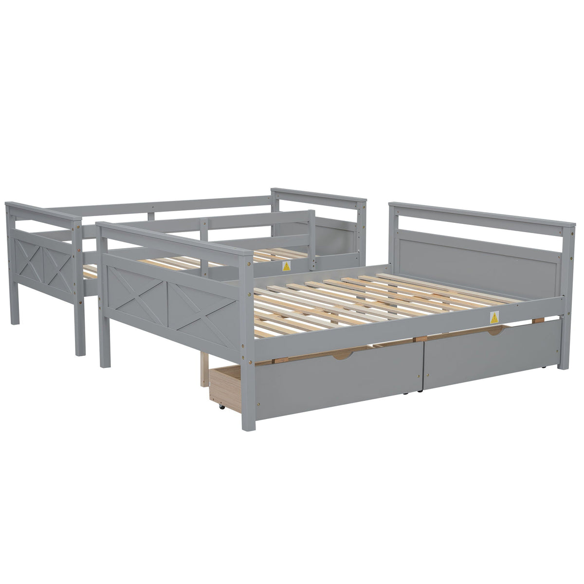 Twin Over Full Bunk Bed with Ladder and Storage Options - White or Dark Gray