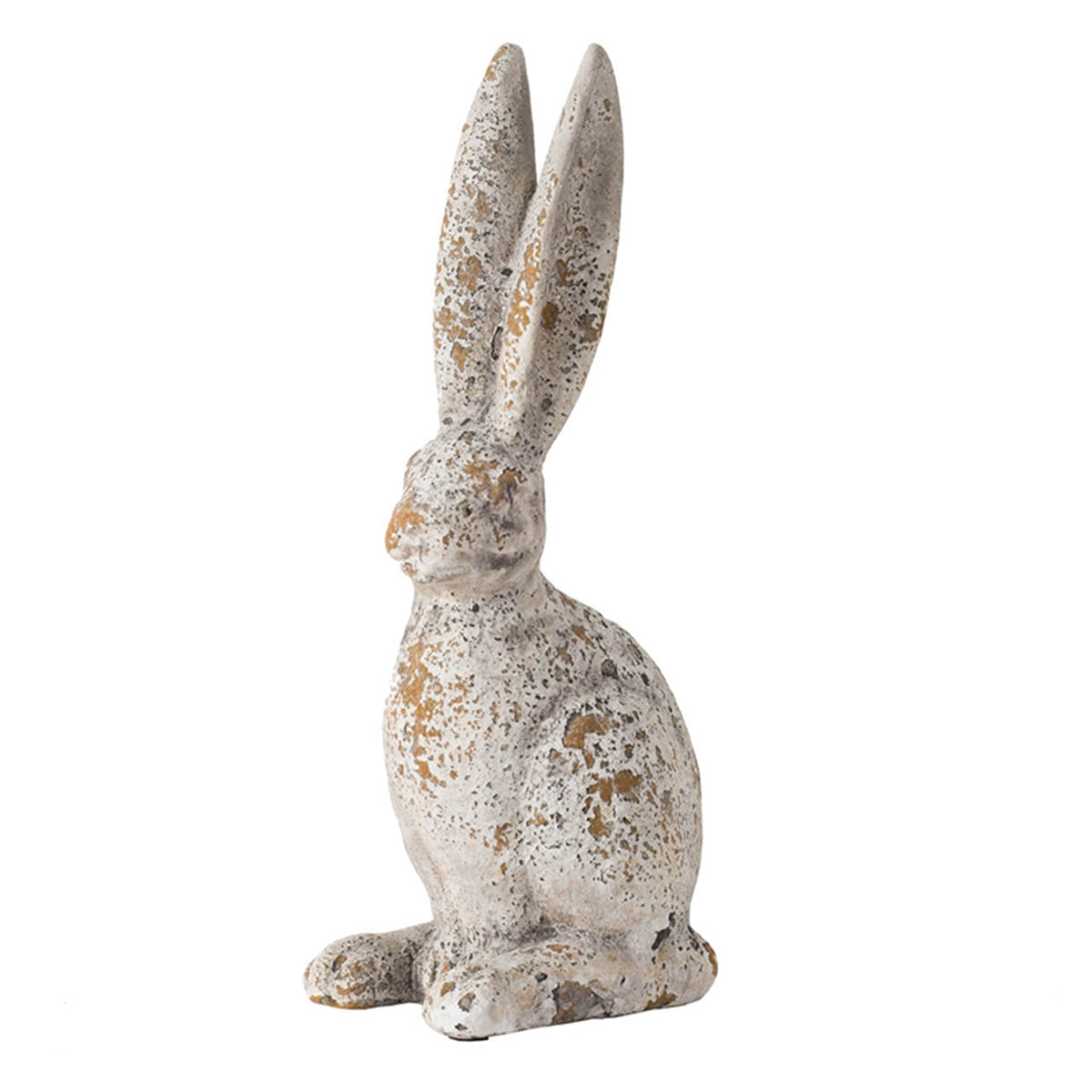 Weathered Cement Rabbit Statue with Rustic Finish - Cement