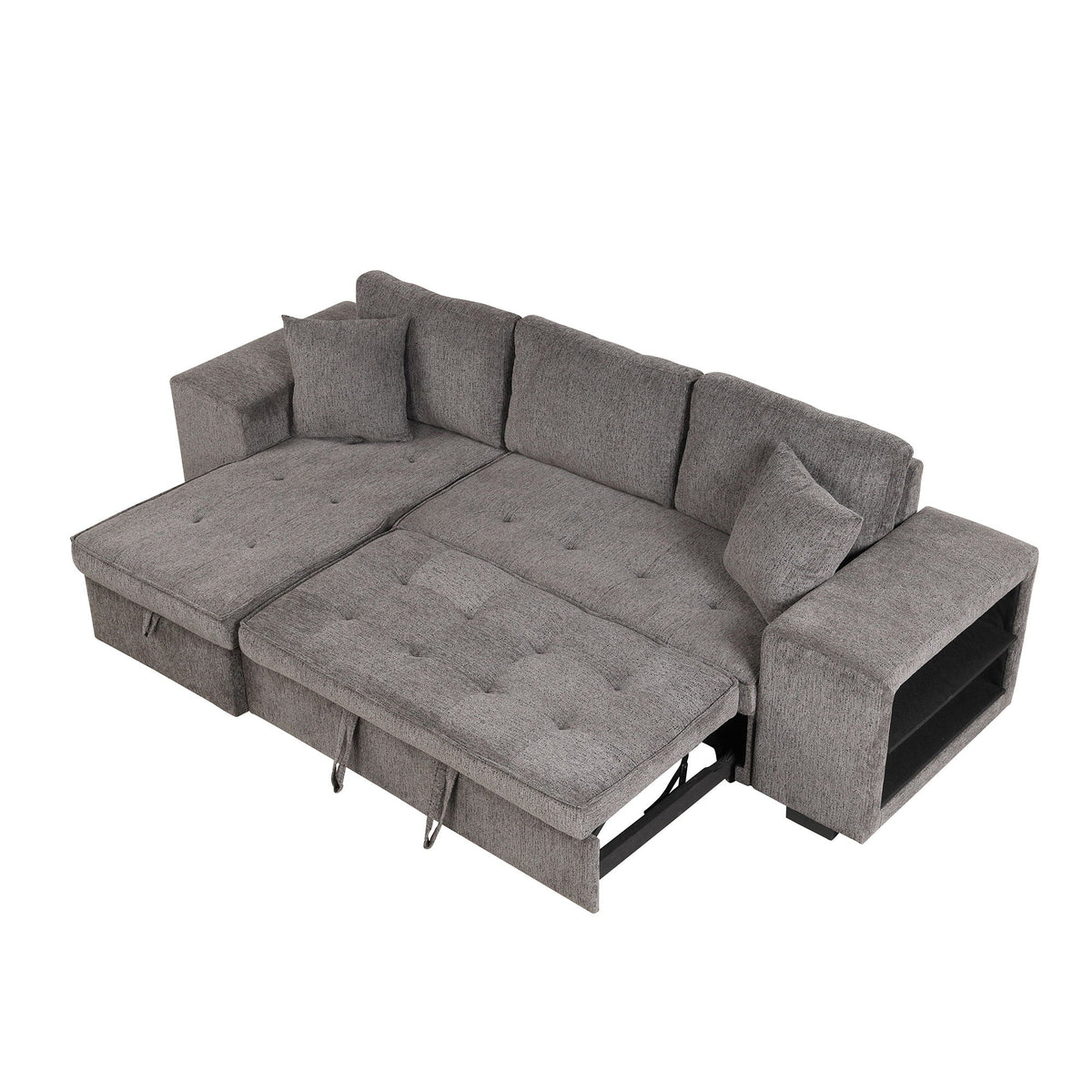 Reversible L-Shape Sleeper Sectional Sofa with Storage Chaise and 2 Stools - Multiple Colors