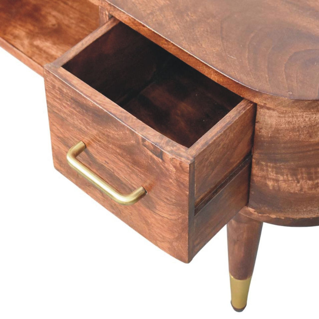 Solid Wood Two-Drawer Media Unit with Open Slot - Natural Finish
