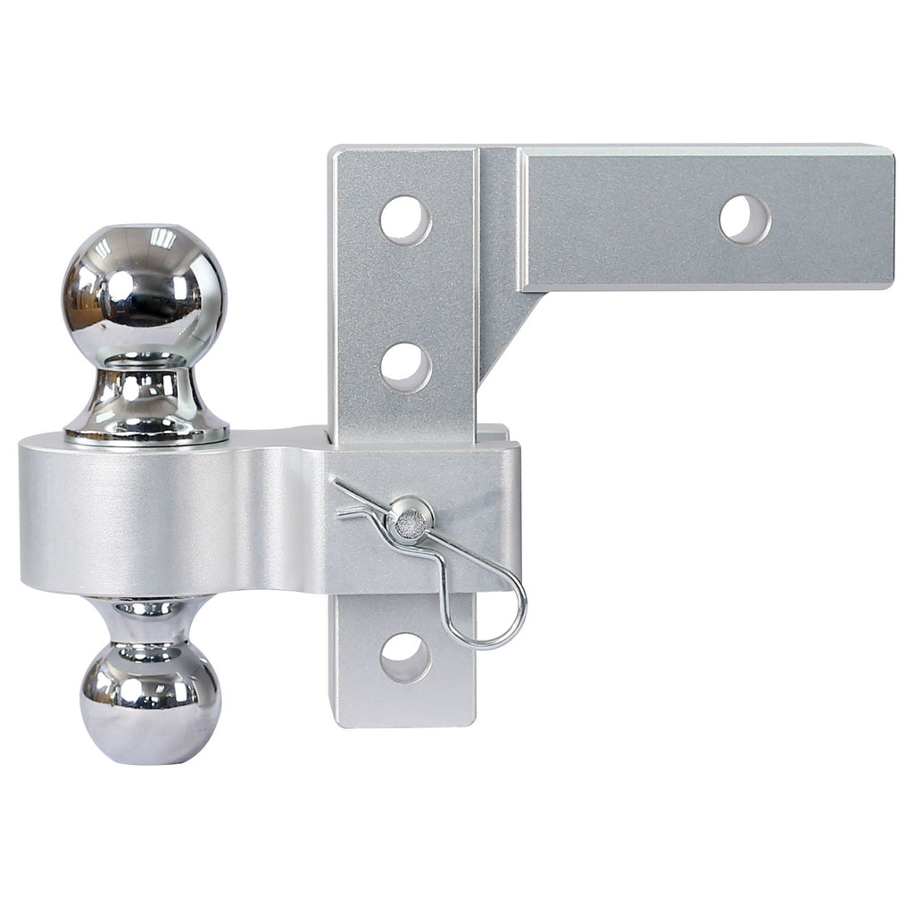 Alu - Adjustable Trailer Drop Hitch With 2" Receiver, 6" Adjustable - Silver
