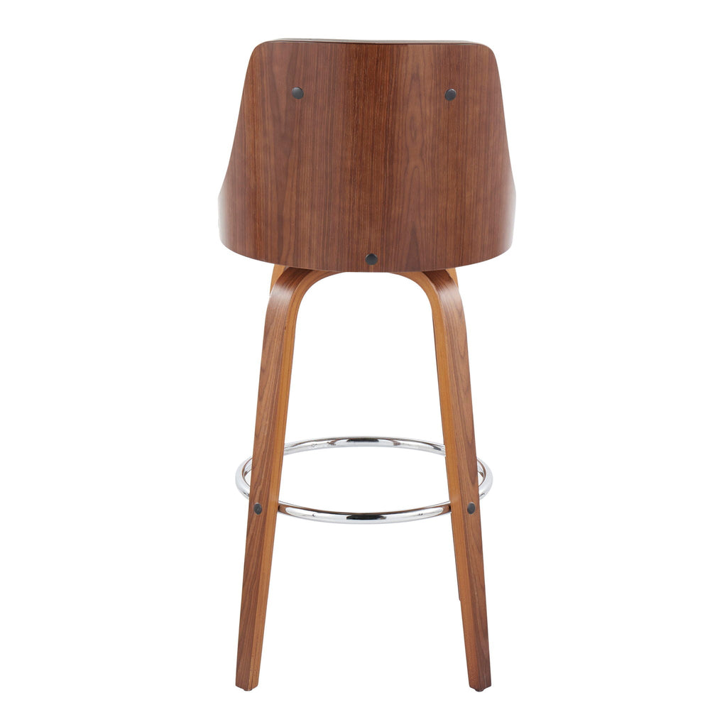 Mid-Century Modern Swivel Barstool Set with Round Footrest - Multiple Colors