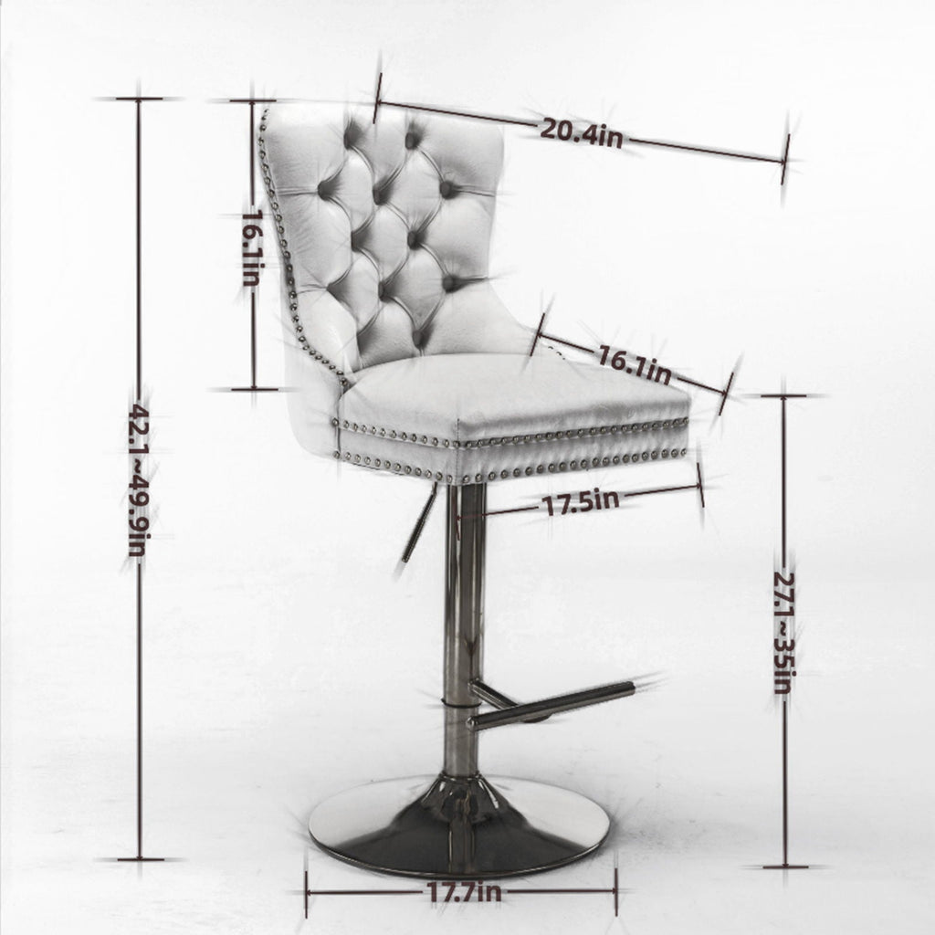Modern Upholstered Swivel Barstools with Adjustable Height - Set of 2