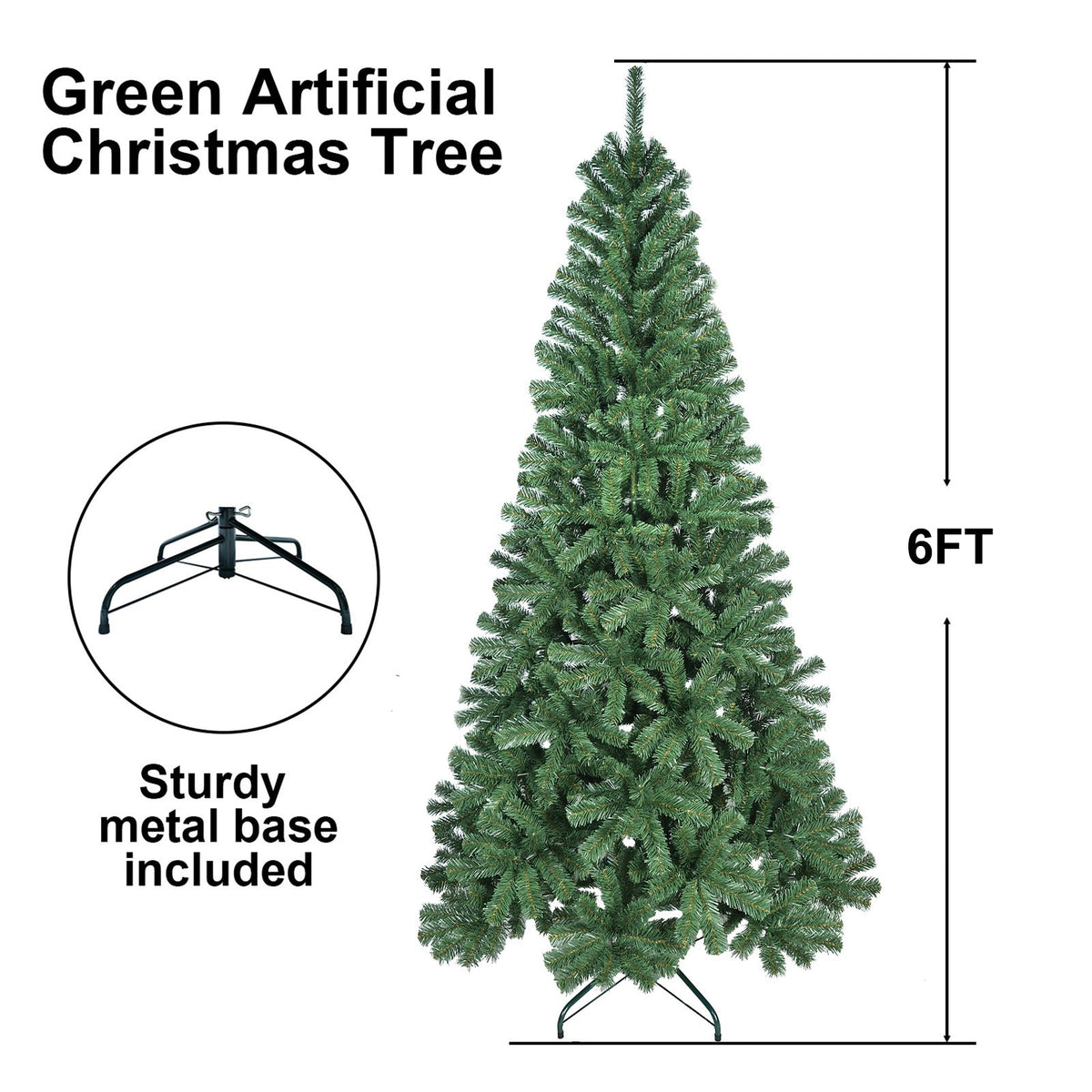 8FT Artificial Christmas Tree with Hinged Structure - Green