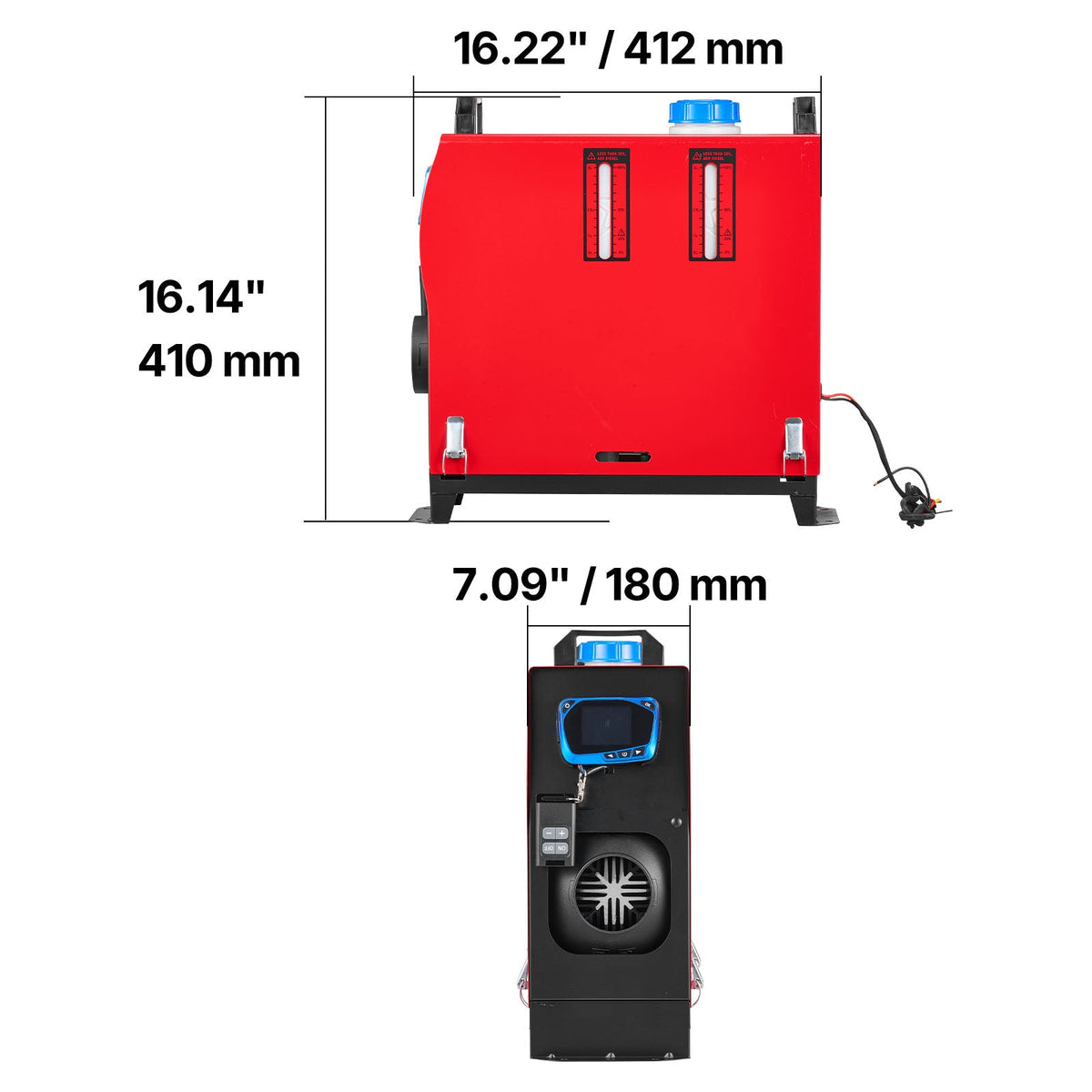 8 kW Diesel Air Heater with Dual Controls - Black