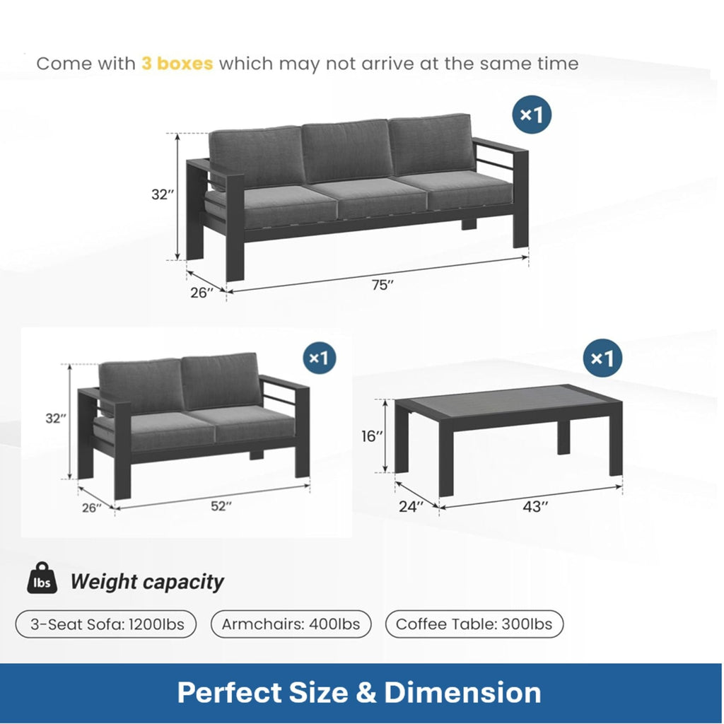 All-Weather Outdoor Patio Set with Thick Cushions - Multiple Colors
