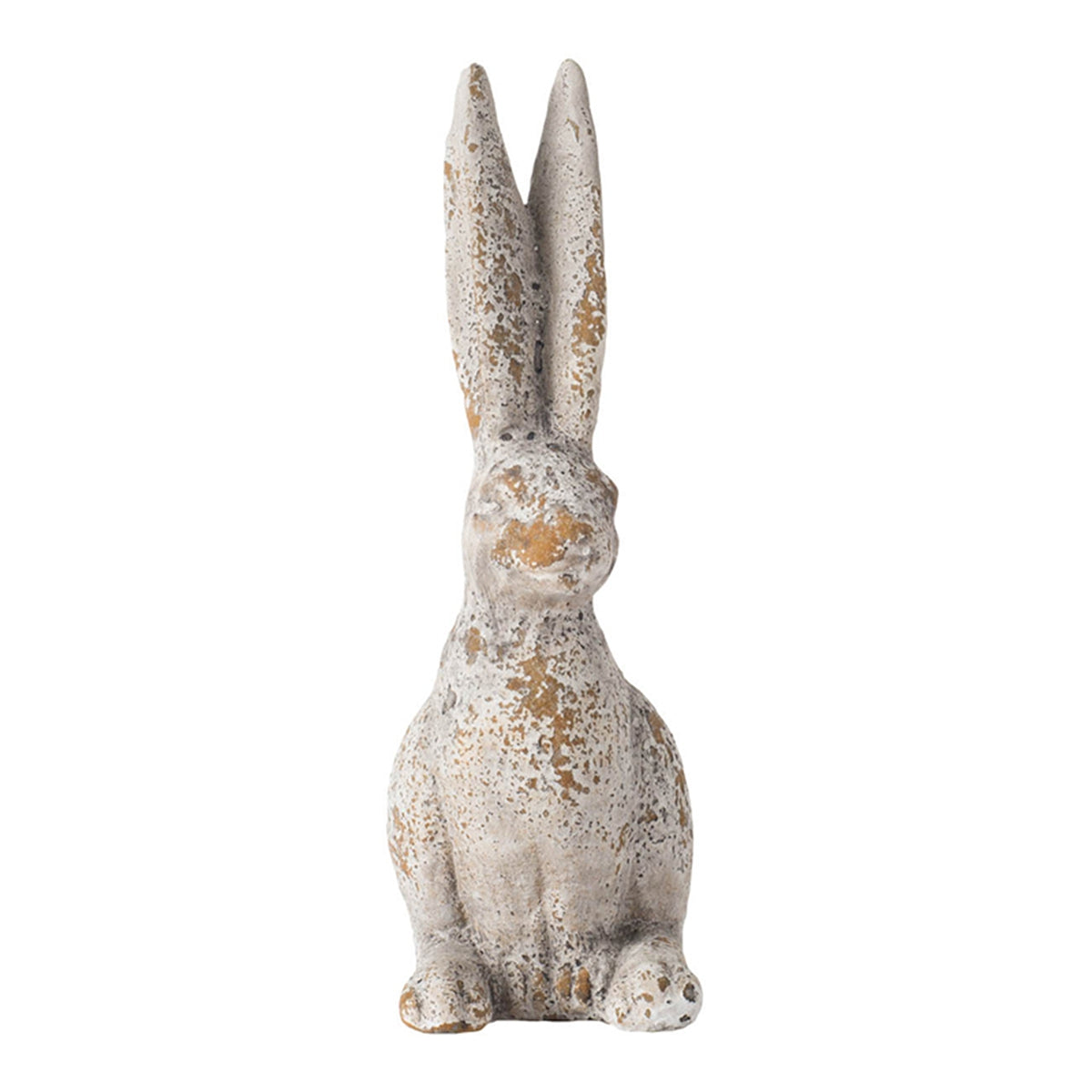 Weathered Cement Rabbit Statue with Rustic Finish - Cement