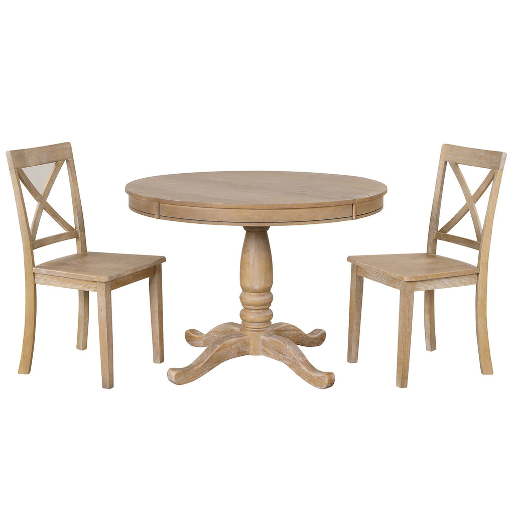 Modern Dining Table Set for 4 with Curved Back Chairs - Beige or Light Brown