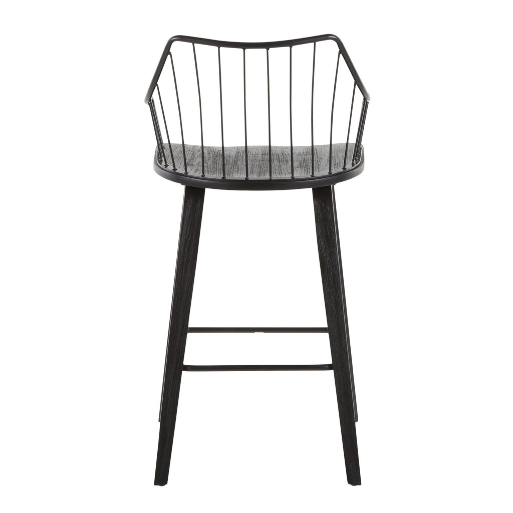 Farmhouse Counter Stool with Metal Spindle Back - Beige or Black