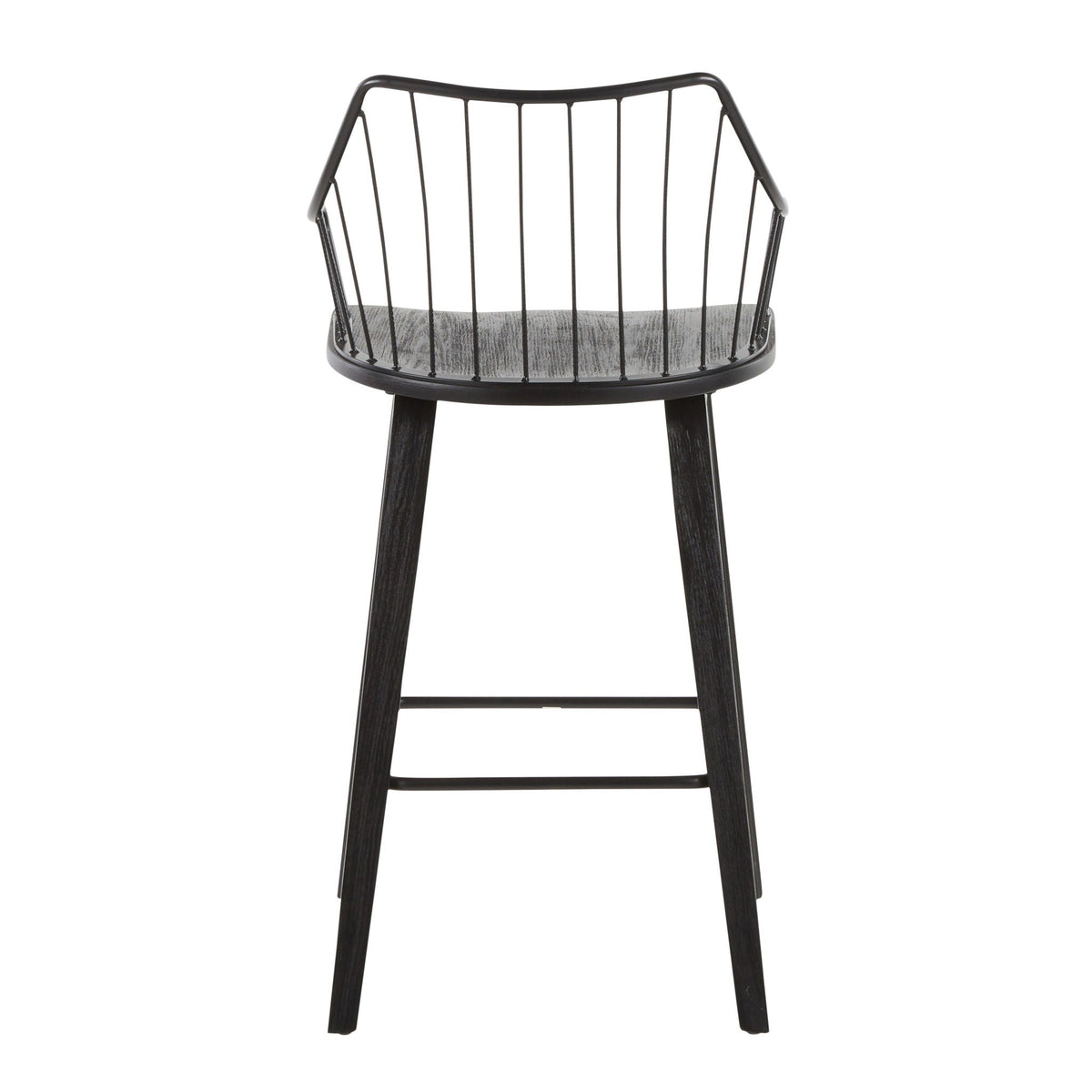 Farmhouse Counter Stool with Metal Spindle Back - Beige or Black