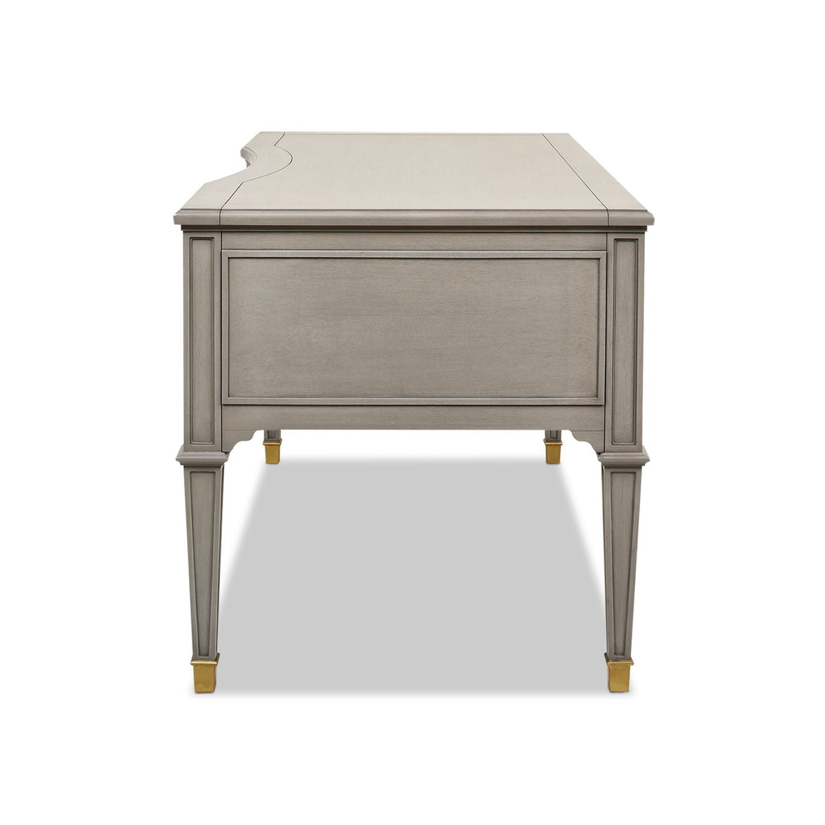 Dauphin 5 Drawer Executive Desk with Solid Rubber Hardwood - Gray or Light Brown