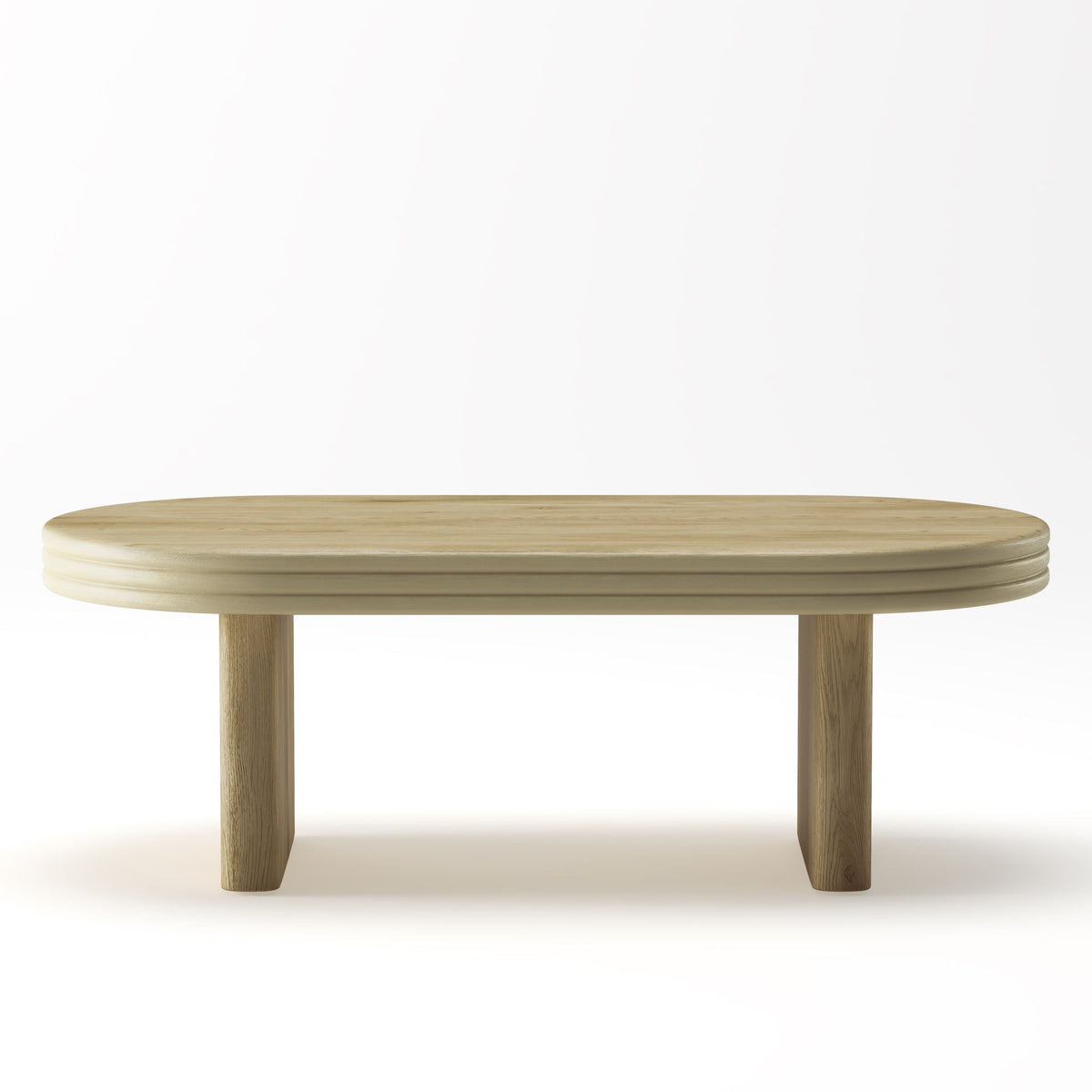 Oval Fluted Coffee Table with Fluted Detail - Natural