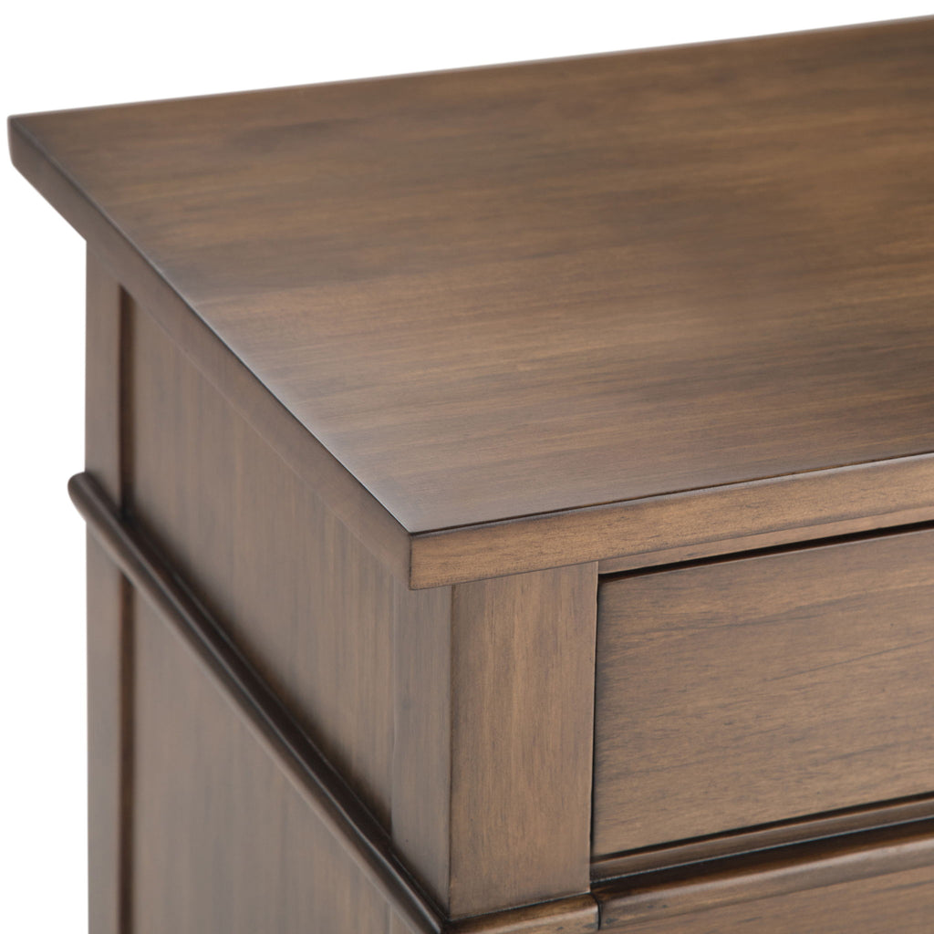 Rustic Natural Aged Brown Bedside Table with Storage - Solid Wood
