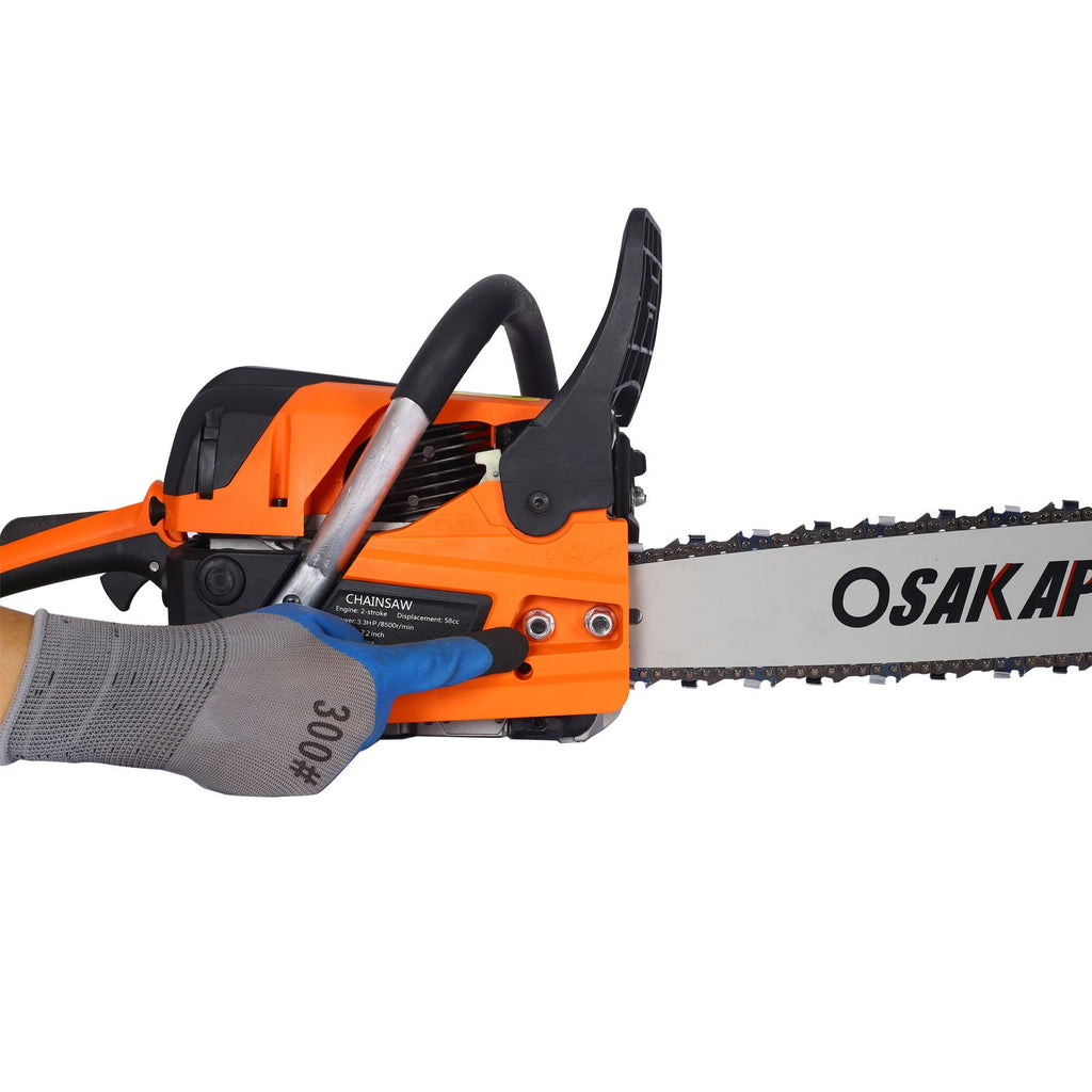 High Performance 22" Gasoline Chainsaw with 58cc Engine - Orange